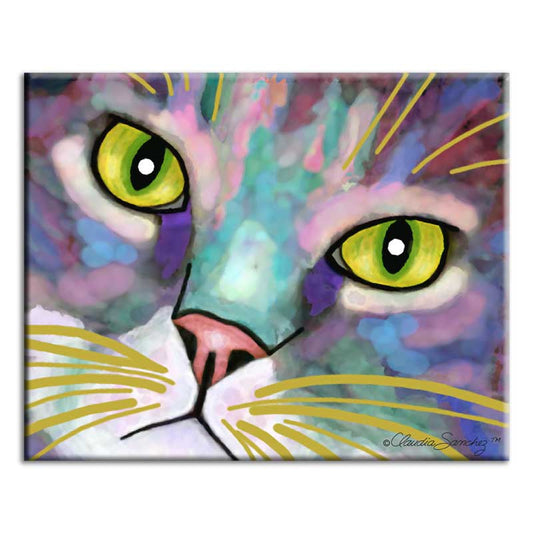 Napper Eyes 8x10 Decorative Ceramic Cat Art Tile by Claudia Sanchez