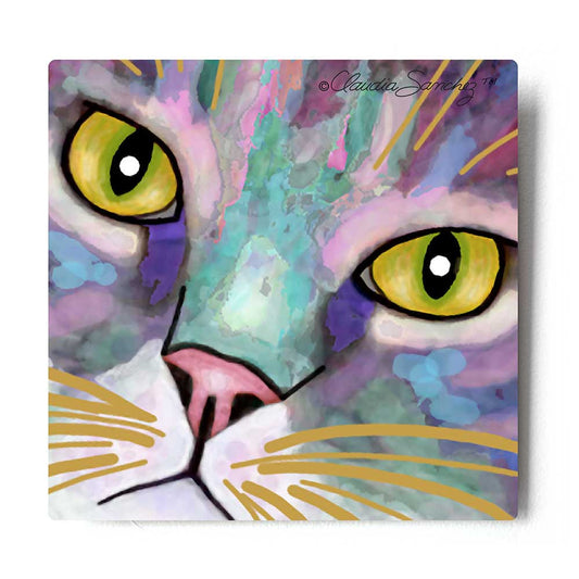 Napper Eyes Aluminum Cat Art Print