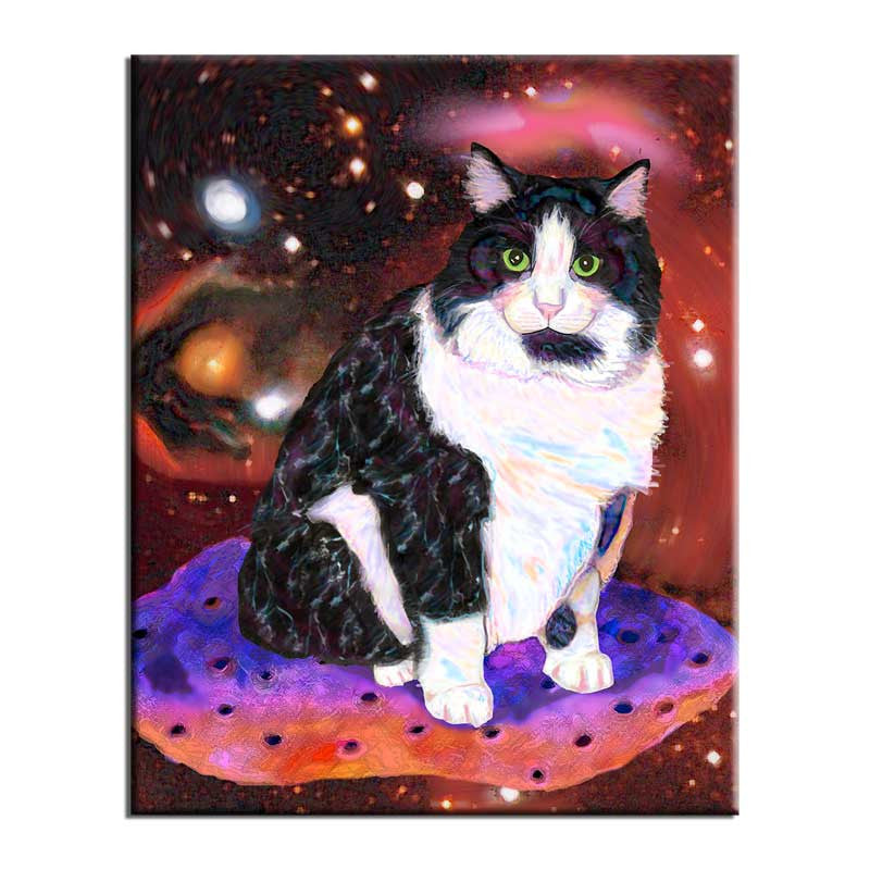 Oreo, the First Astronaut Cat 8x10 Decorative Ceramic Cat Art Tile by Claudia Sanchez