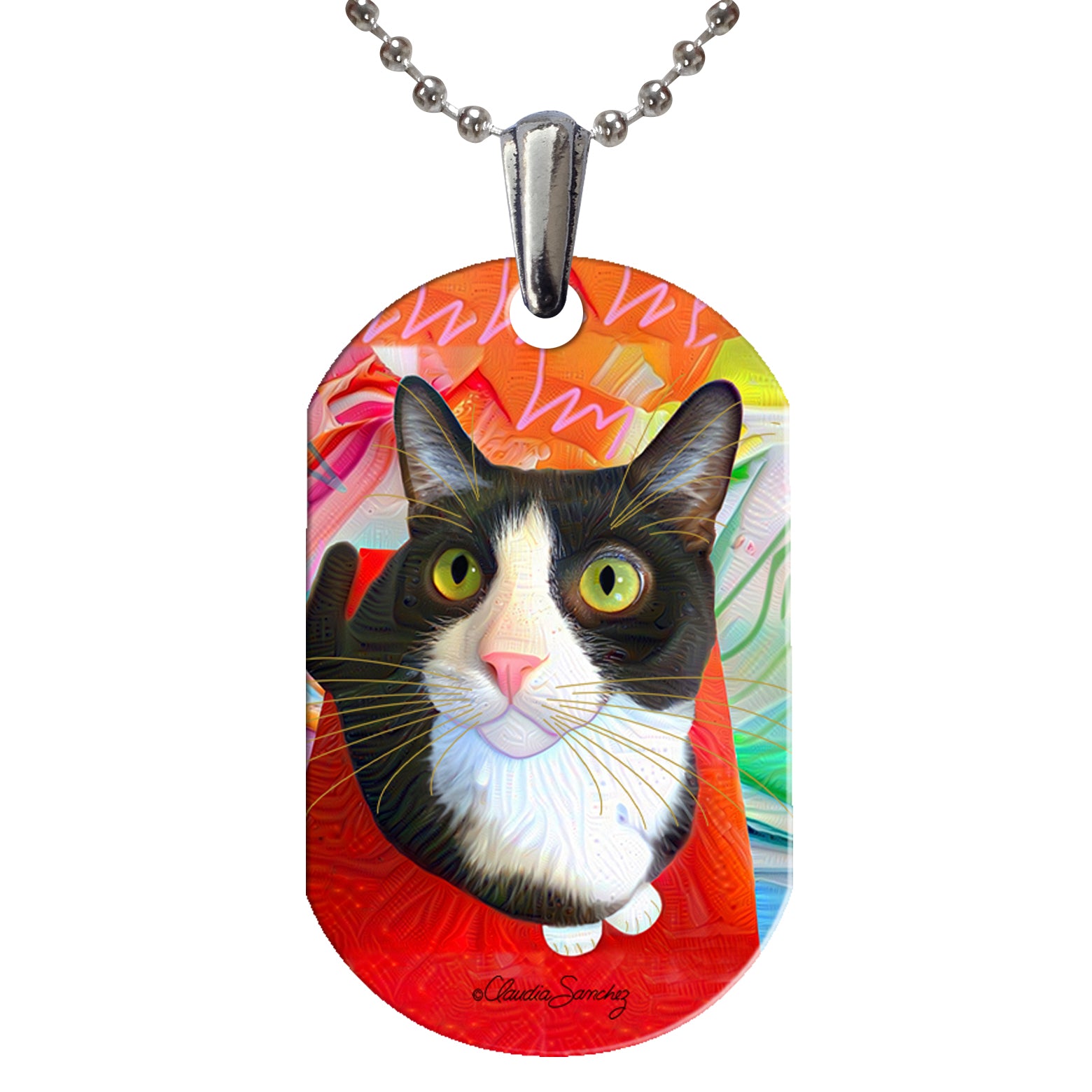 Pinto Aluminum Cat Art Pendant Necklace