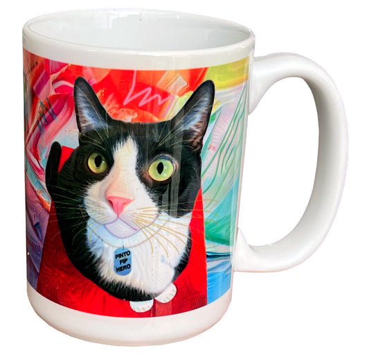 Pinto Black and White Cat art mug by Claudia Sanchez