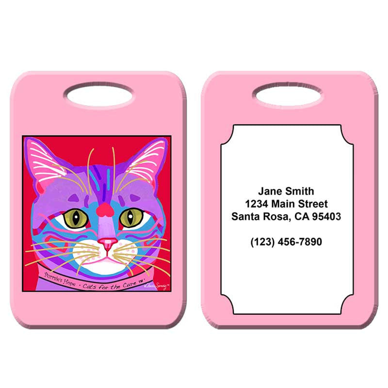 Purrsie's Hope - Cat Art Luggage Tag by Claudia Sanchez, Cats for the Cure