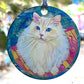 Romeo's Evening Birdwatch - Acrylic Cat Art Ornament by Claudia Sanchez