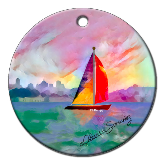 Sailboat SS TherapyOrnament by Claudia Sanchez