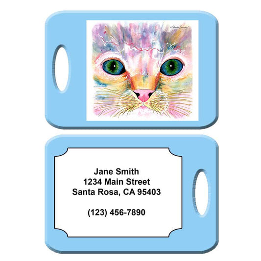 Samantha's Kitten Eyes - Cat Art Luggage Tag by Claudia Sanchez