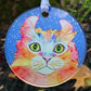 Simba in Periwinkle Cat Art  Acrylic Ornament by Claudia Sanchez