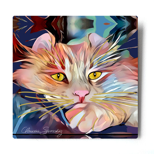 Simba's Gaze Aluminum Cat Art Print by Claudia Sanchez