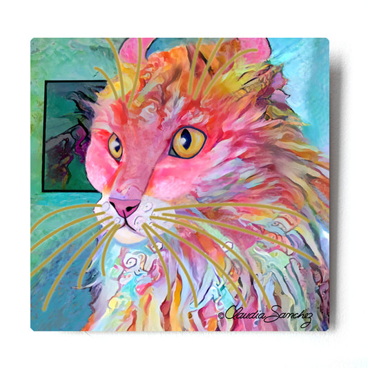 Simba's Profile Aluminum Cat Art Print by Claudia Sanchez