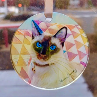 Solomon - Acrylic Cat Art Ornament by Claudia Sanchez