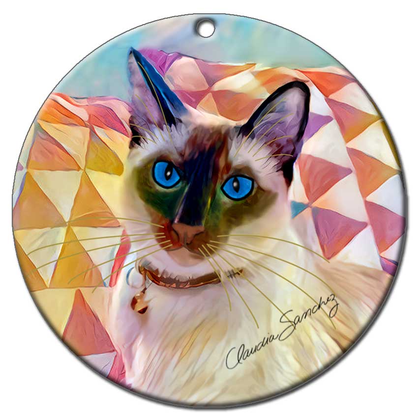 Solomon - Cat Art Ornament by Claudia Sanchez