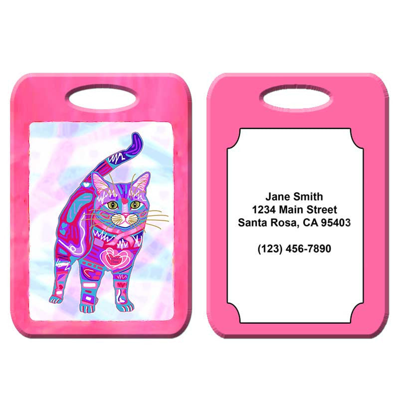 Supurr Purrsie - Cat Art Luggage Tag by Claudia Sanchez, Cats for the Cure