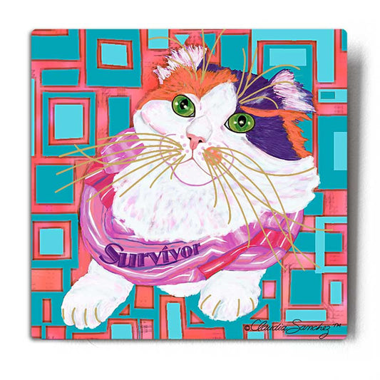Sabrina Survivor Cat Aluminum Cat Art Print by Claudia Sanchez Cats for the Cure