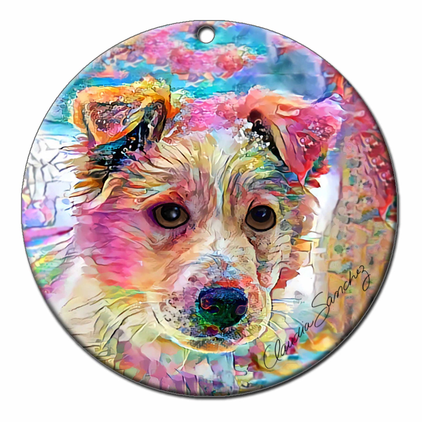 Tucker Dog Art Ornament by Claudia Sanchez