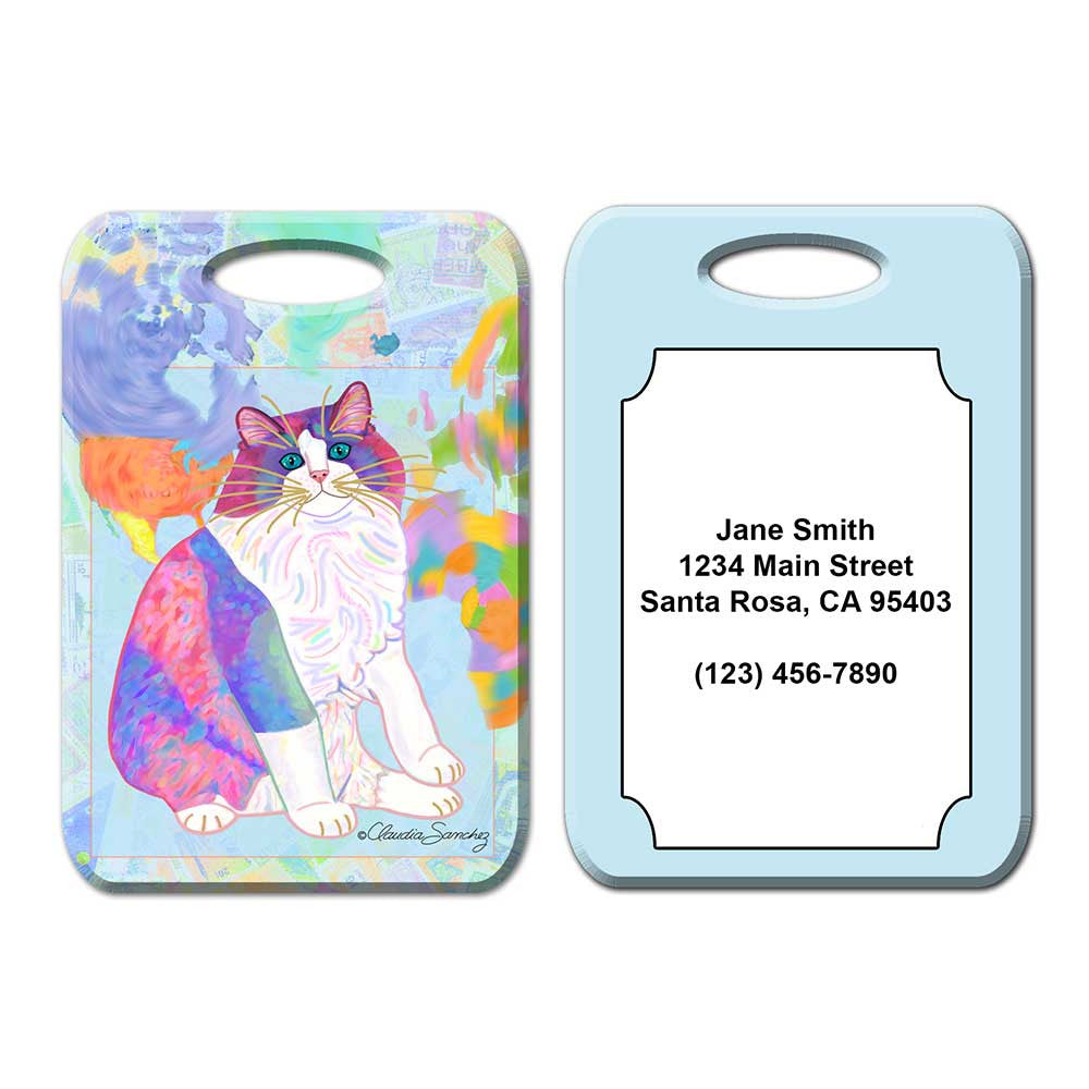 Zapata's World Cat Art Luggage Tag by Claudia Sanchez